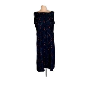 Handmade Denim Blue Jean L Maxi Dress Floral Embroidered